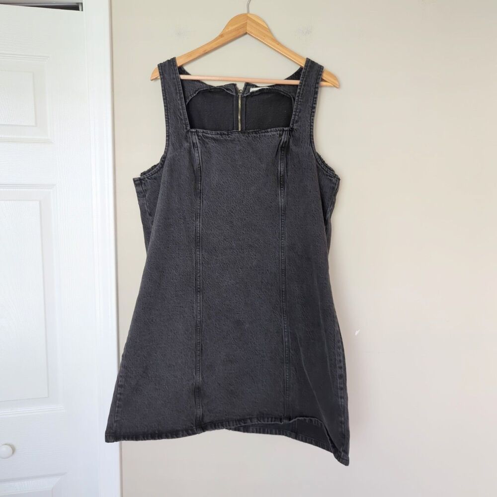 Abercrombie & Fitch Faded Gray/Black Wash Denim Sleeveless Mini Dress XL Tall